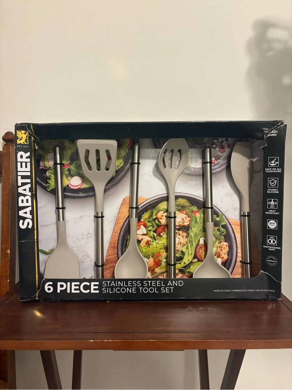 6-Piece Stainless Steel & Silicone Serving Utensil Set - Gray